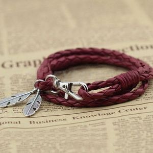 Leather Wrap Braided Wristband Bracelet Bangle